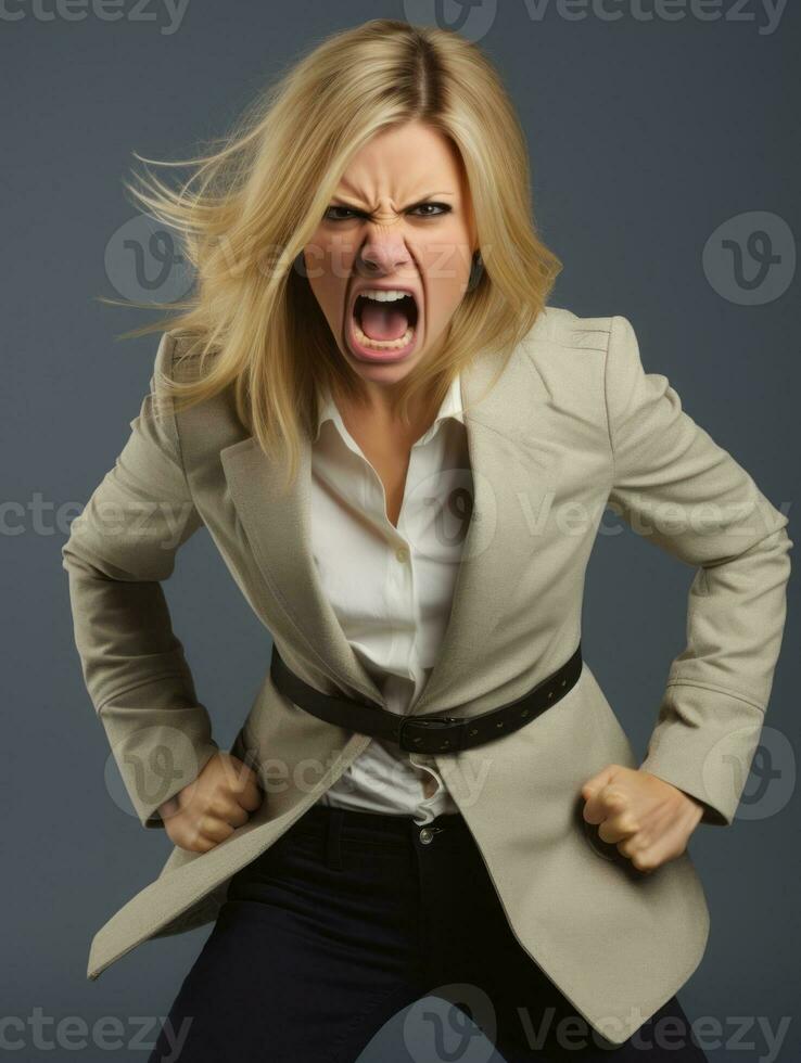 Woman of European appearance who appears to be furious AI Generative photo