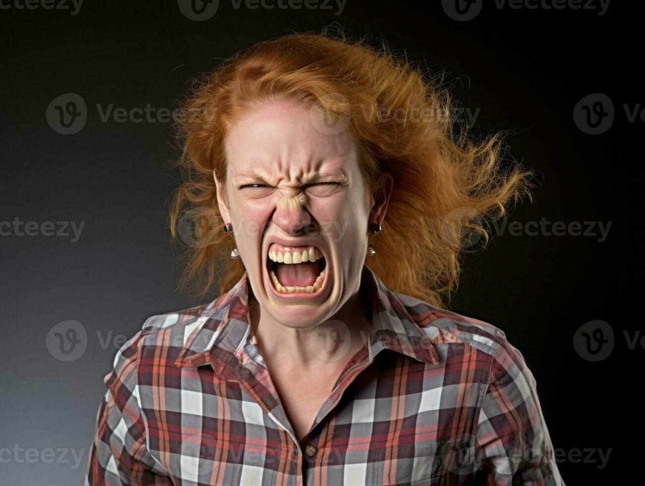 Woman of European appearance who appears to be furious AI Generative photo