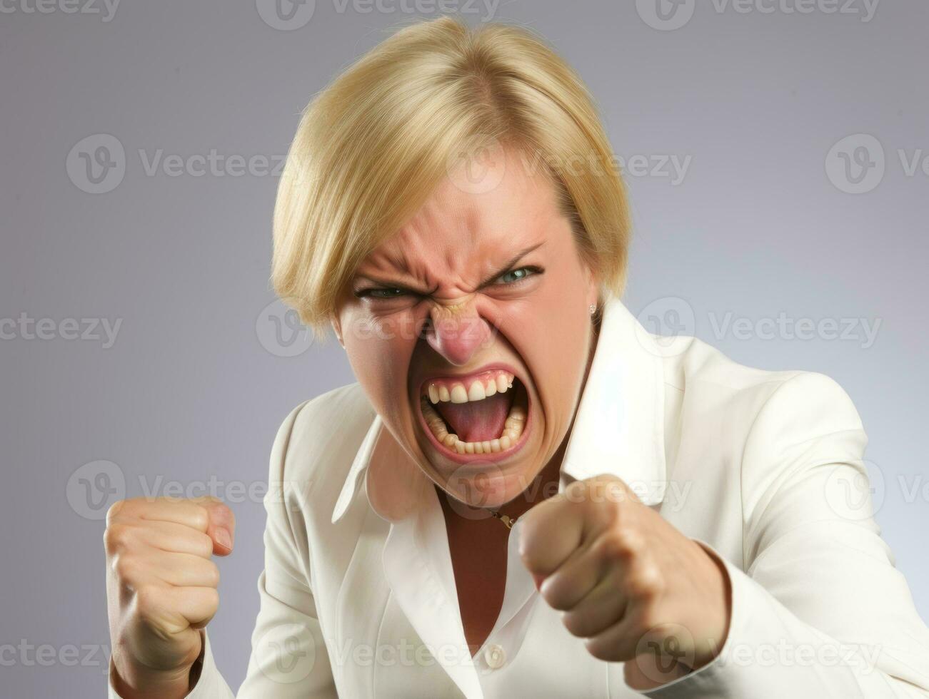 Woman of European appearance who appears to be furious AI Generative photo