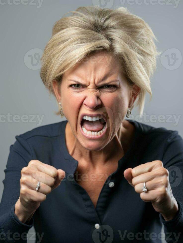 Woman of European appearance who appears to be furious AI Generative photo
