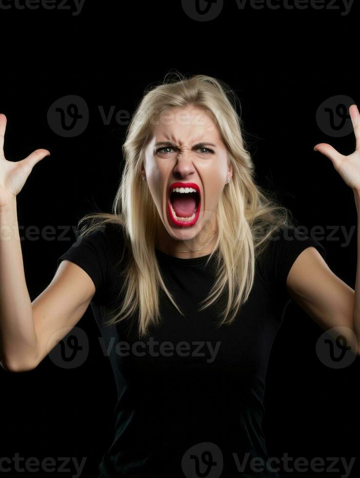 Woman of European appearance who appears to be furious AI Generative photo