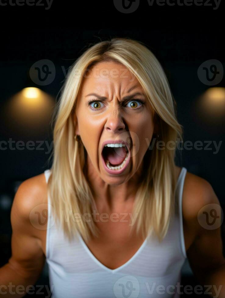 Woman of European appearance who appears to be furious AI Generative photo