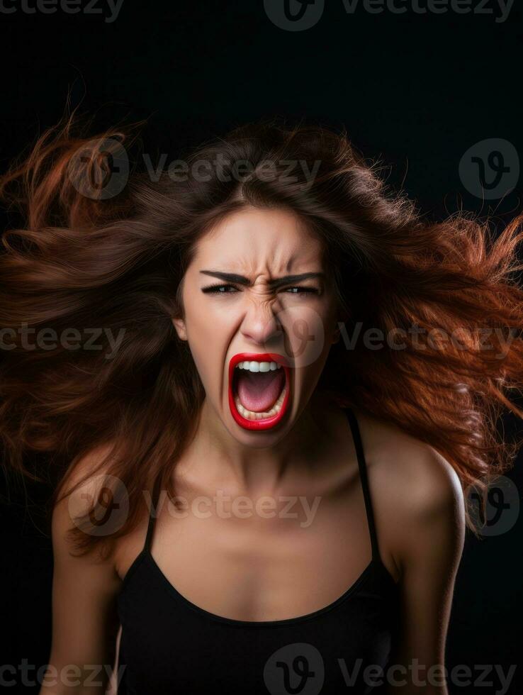 Woman of European appearance who appears to be furious AI Generative photo