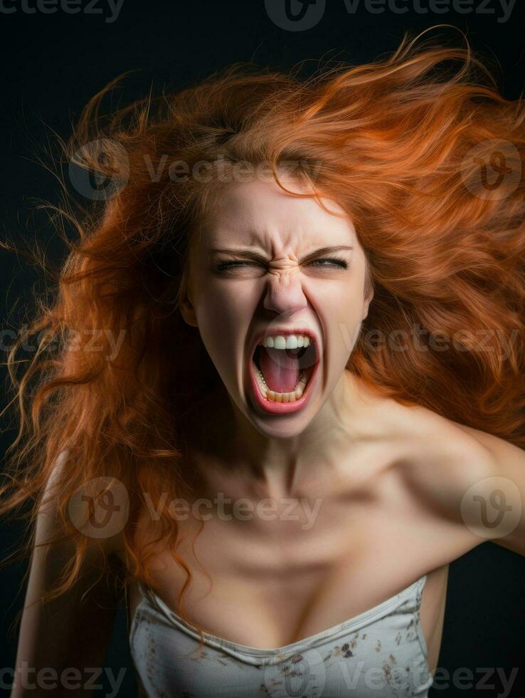 Woman of European appearance who appears to be furious AI Generative photo