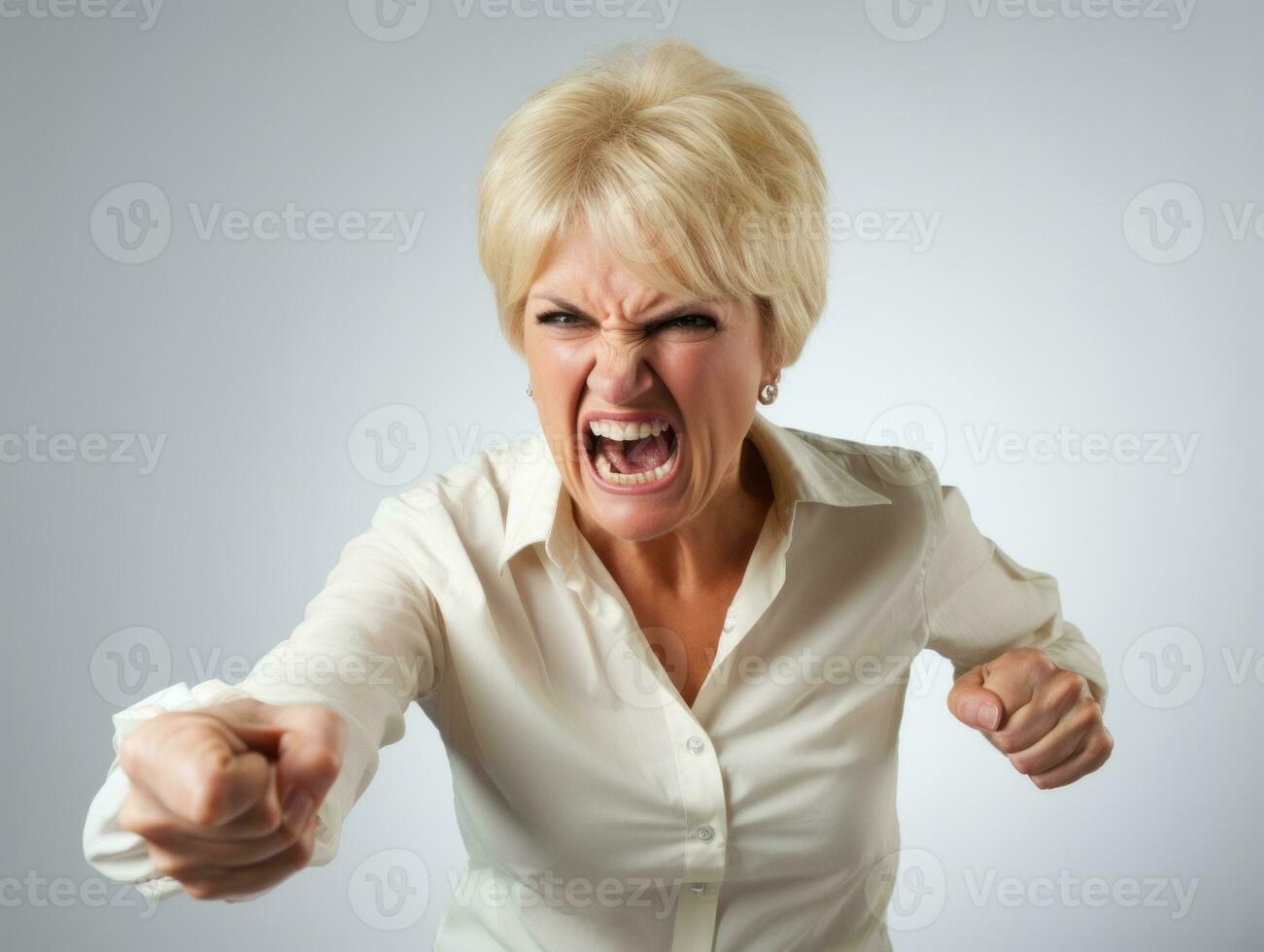 Woman of European appearance who appears to be furious AI Generative photo