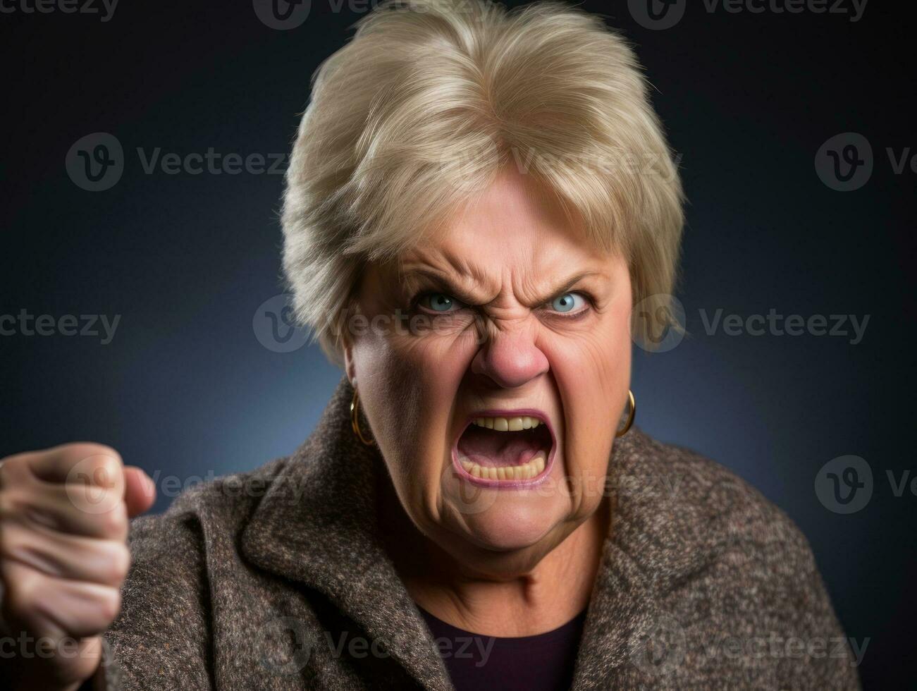 Woman of European appearance who appears to be furious AI Generative photo