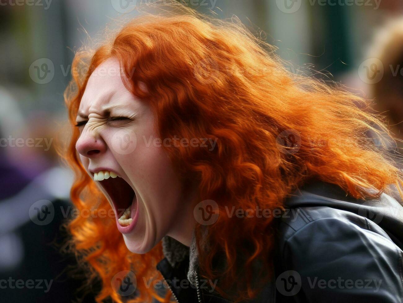 Woman of European appearance who appears to be furious AI Generative photo