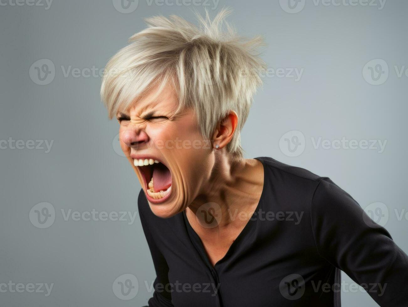 Woman of European appearance who appears to be furious AI Generative photo