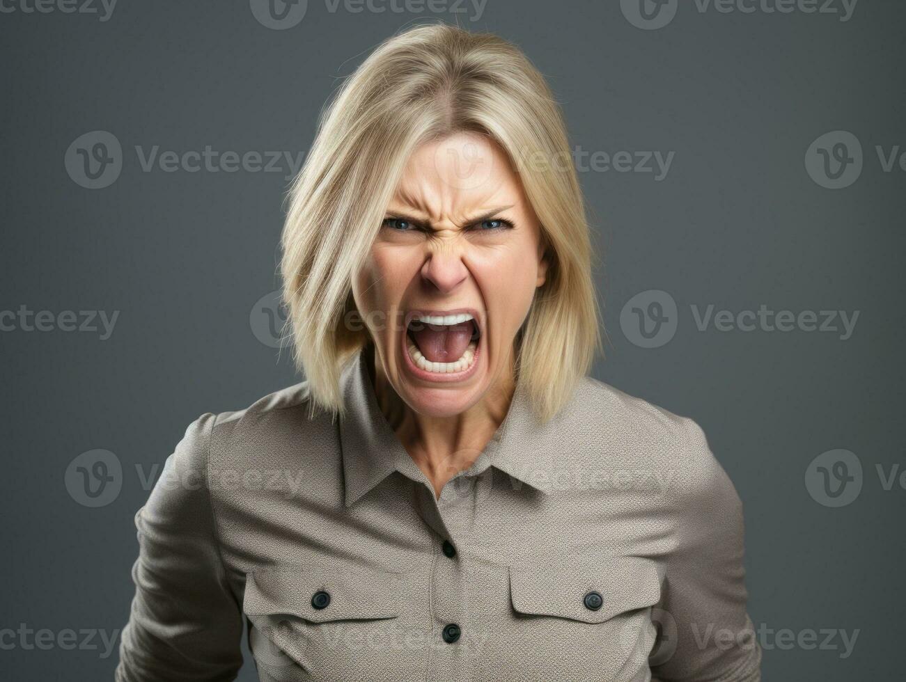 Woman of European appearance who appears to be furious AI Generative photo