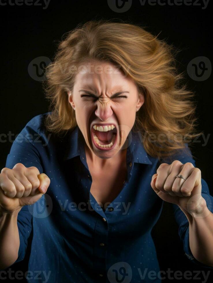 Woman of European appearance who appears to be furious AI Generative photo