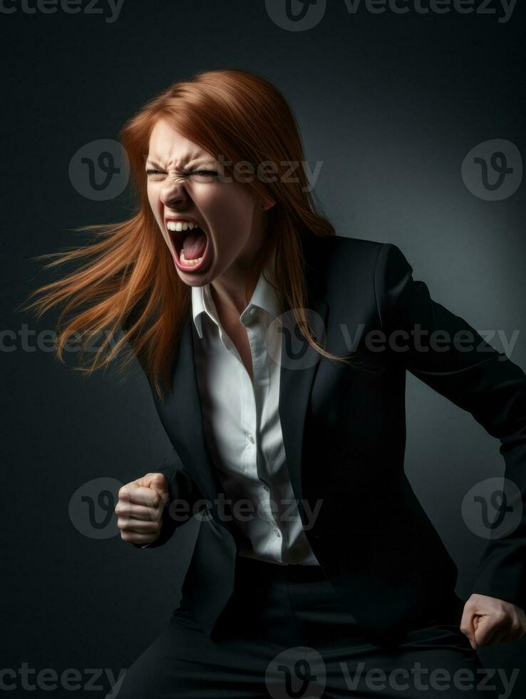 Woman of European appearance who appears to be furious AI Generative photo