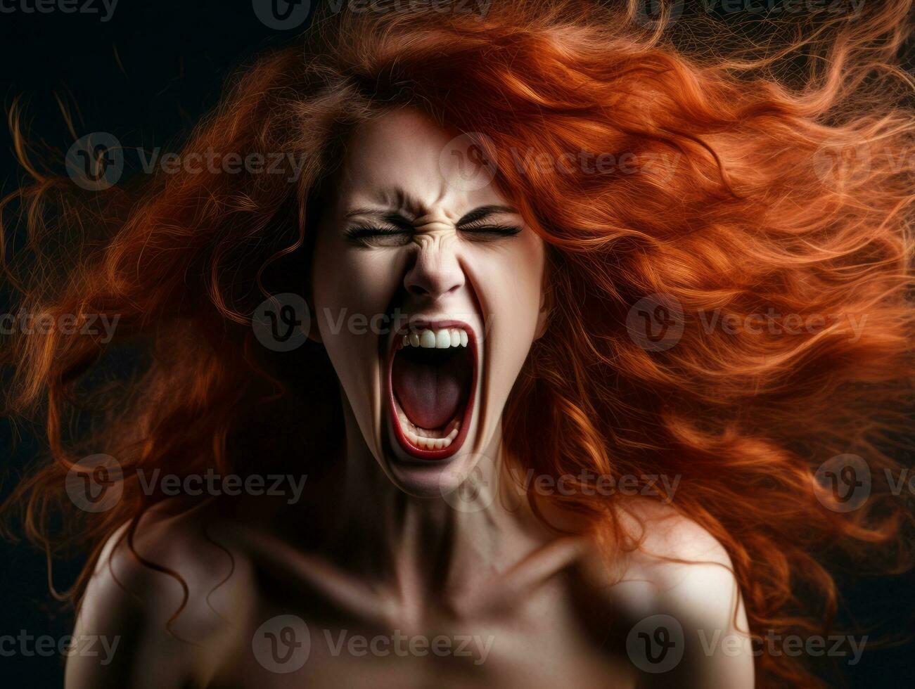 Woman of European appearance who appears to be furious AI Generative photo