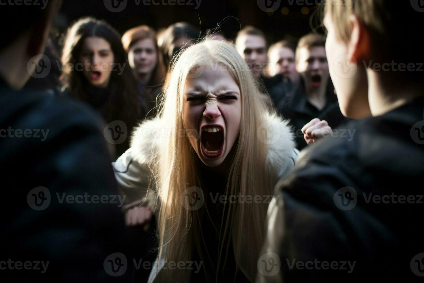 Woman of European appearance who appears to be furious AI Generative photo