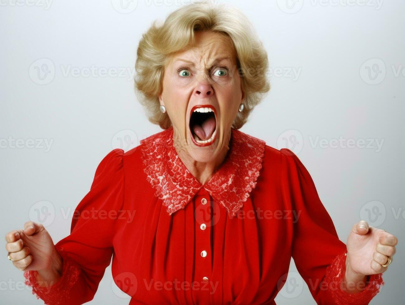 Woman of European appearance who appears to be furious AI Generative photo