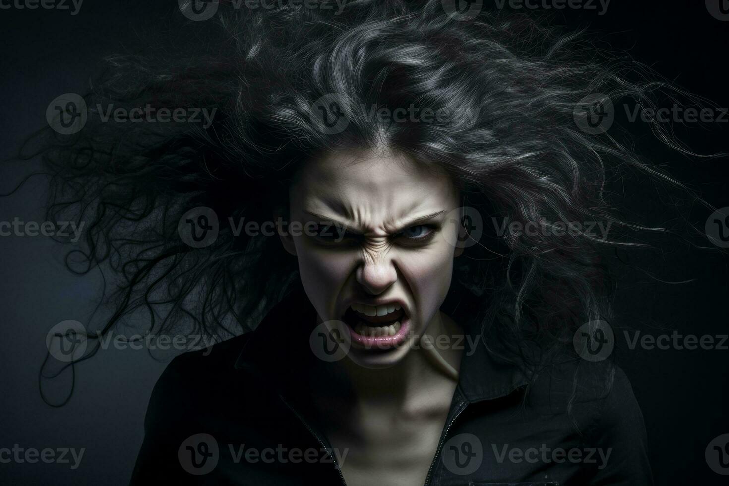 Woman of European appearance who appears to be furious AI Generative photo
