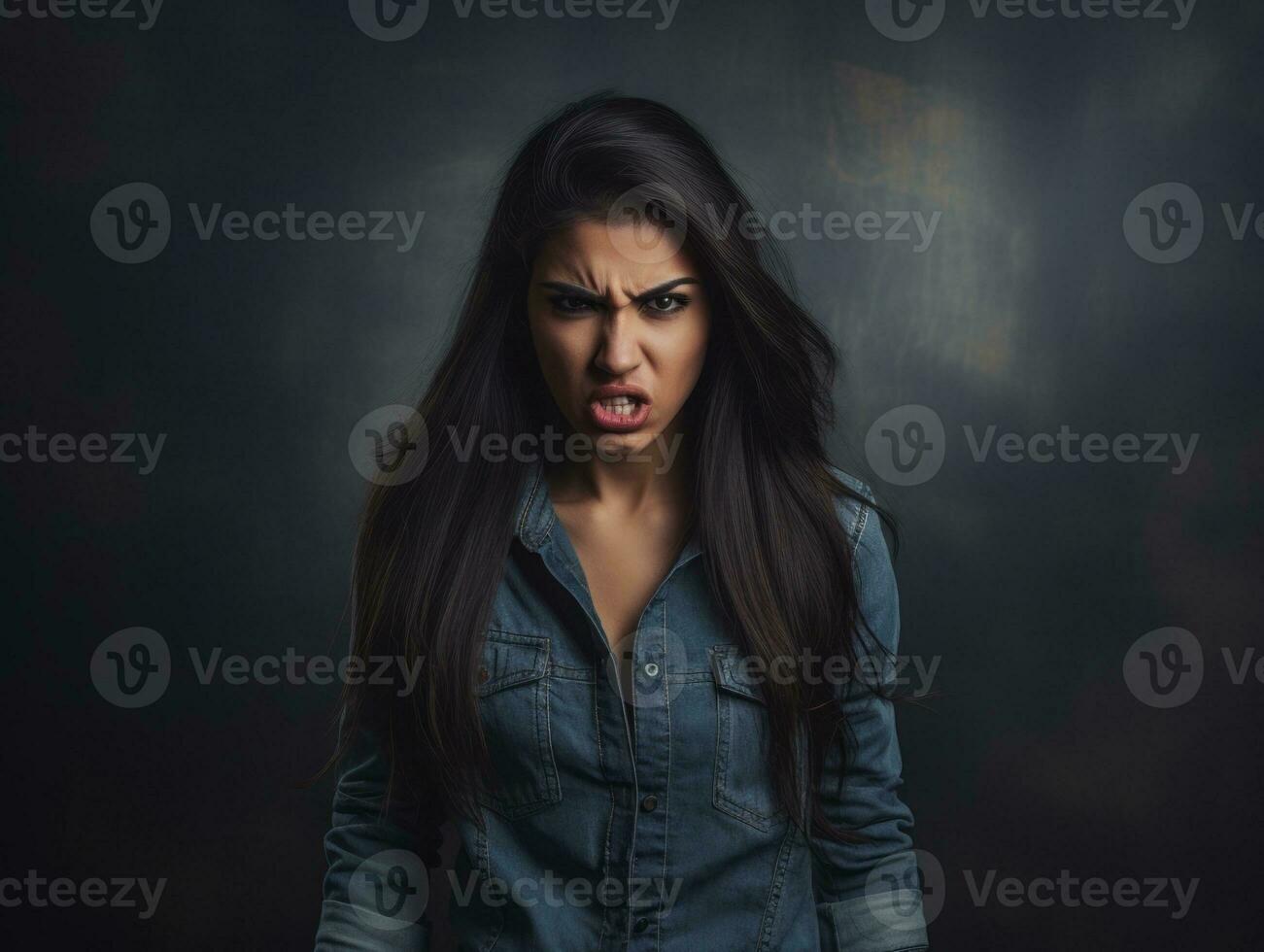 Woman of European appearance who appears to be furious AI Generative photo