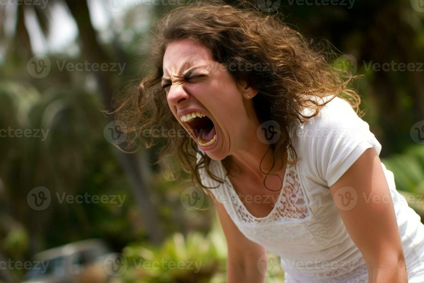 Woman of European appearance who appears to be furious AI Generative photo