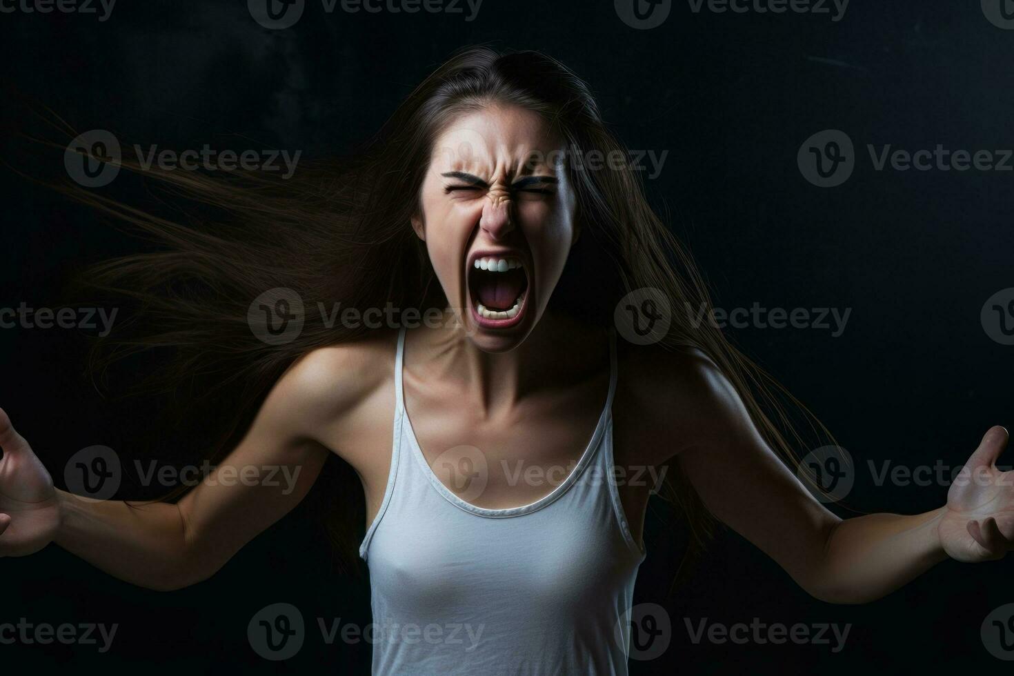 Woman of European appearance who appears to be furious AI Generative photo