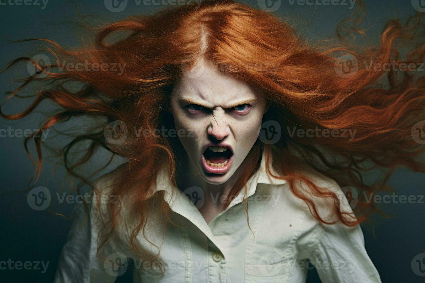 Woman of European appearance who appears to be furious AI Generative photo