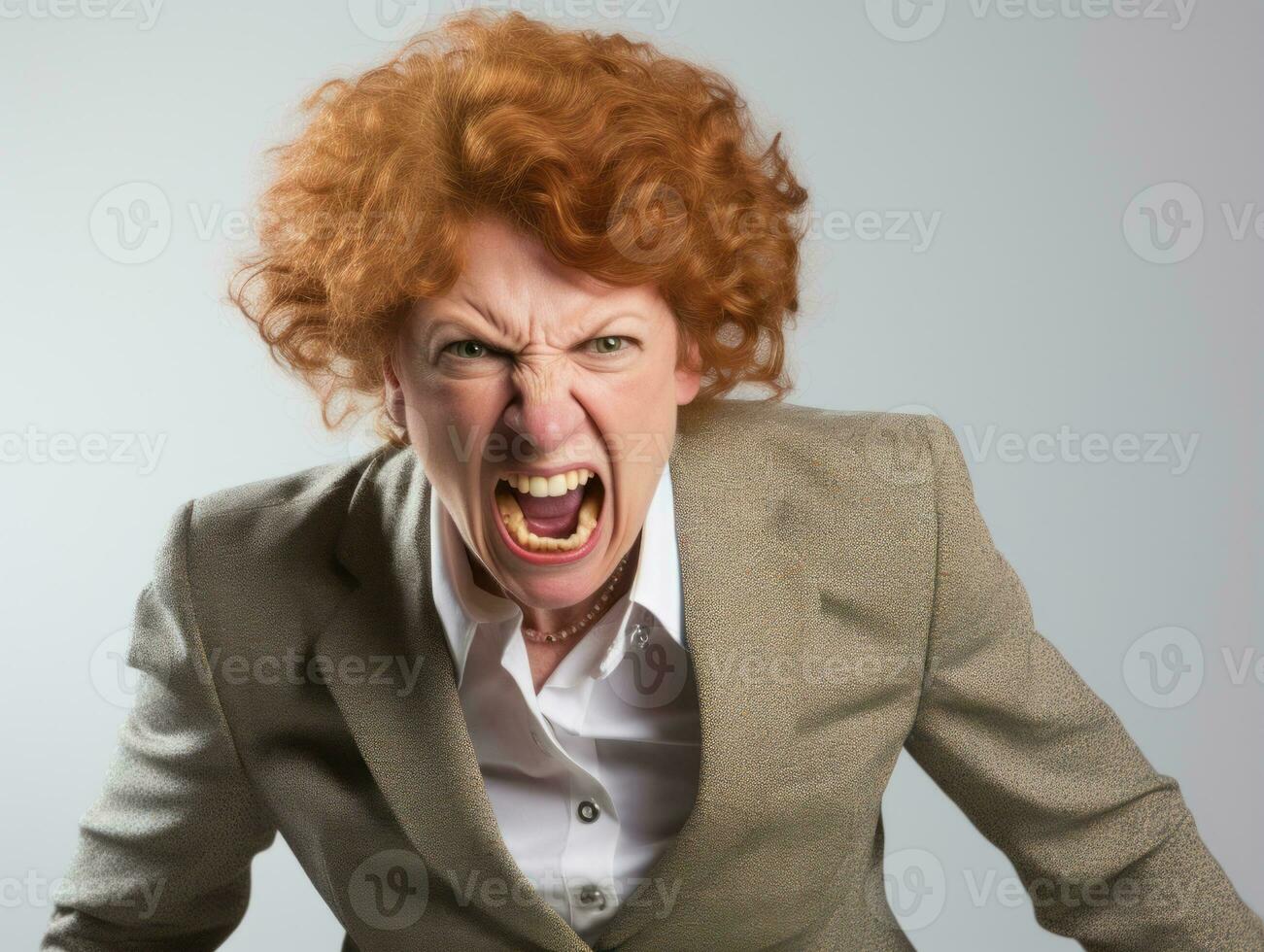 Woman of European appearance who appears to be furious AI Generative photo