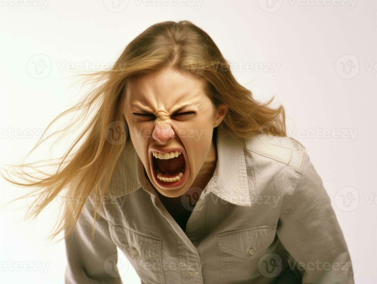 Woman of European appearance who appears to be furious AI Generative photo
