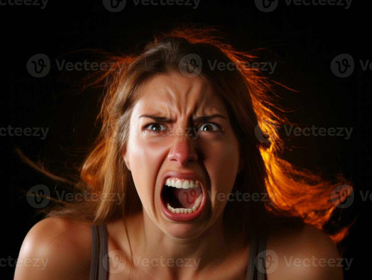Woman of European appearance who appears to be furious AI Generative photo