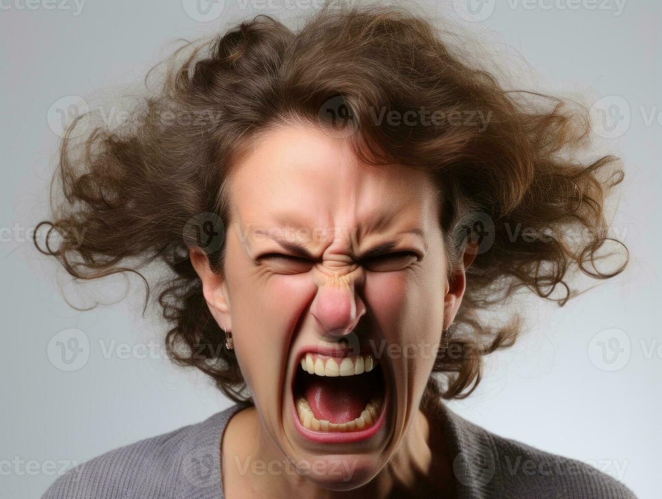 Woman of European appearance who appears to be furious AI Generative photo