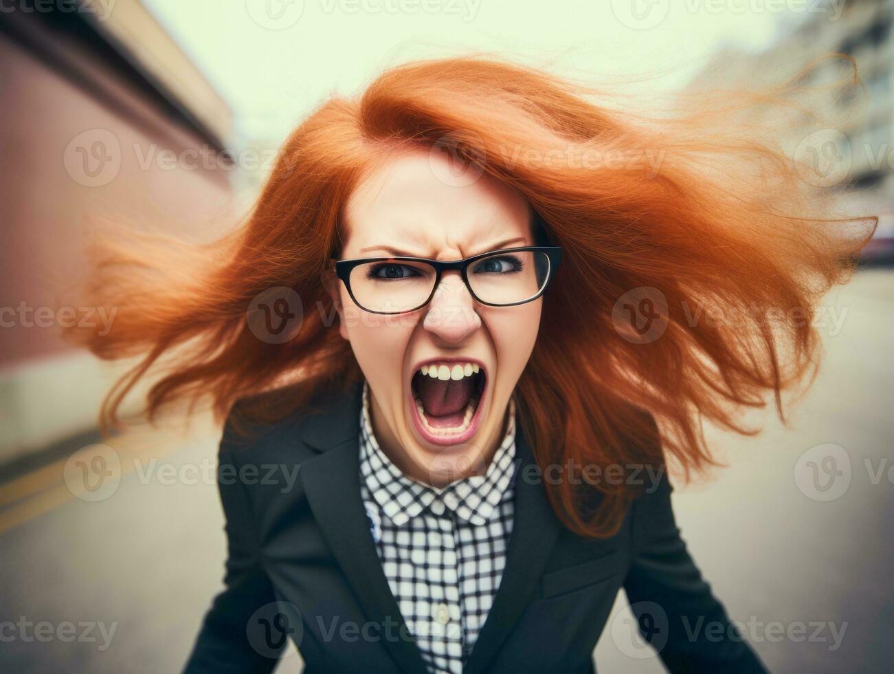 Woman of European appearance who appears to be furious AI Generative photo