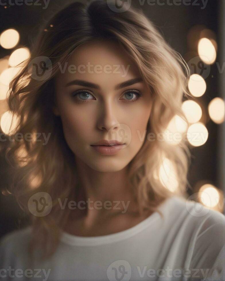 portrait cheerful beautiful sweet smiling  woman with blooming golden shower flower AI-Generated photo
