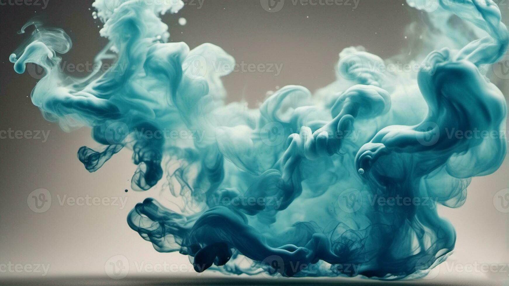 Blue Color Photo of ink in air splash acrilyc paint mixing liquid dye. AI-Generated