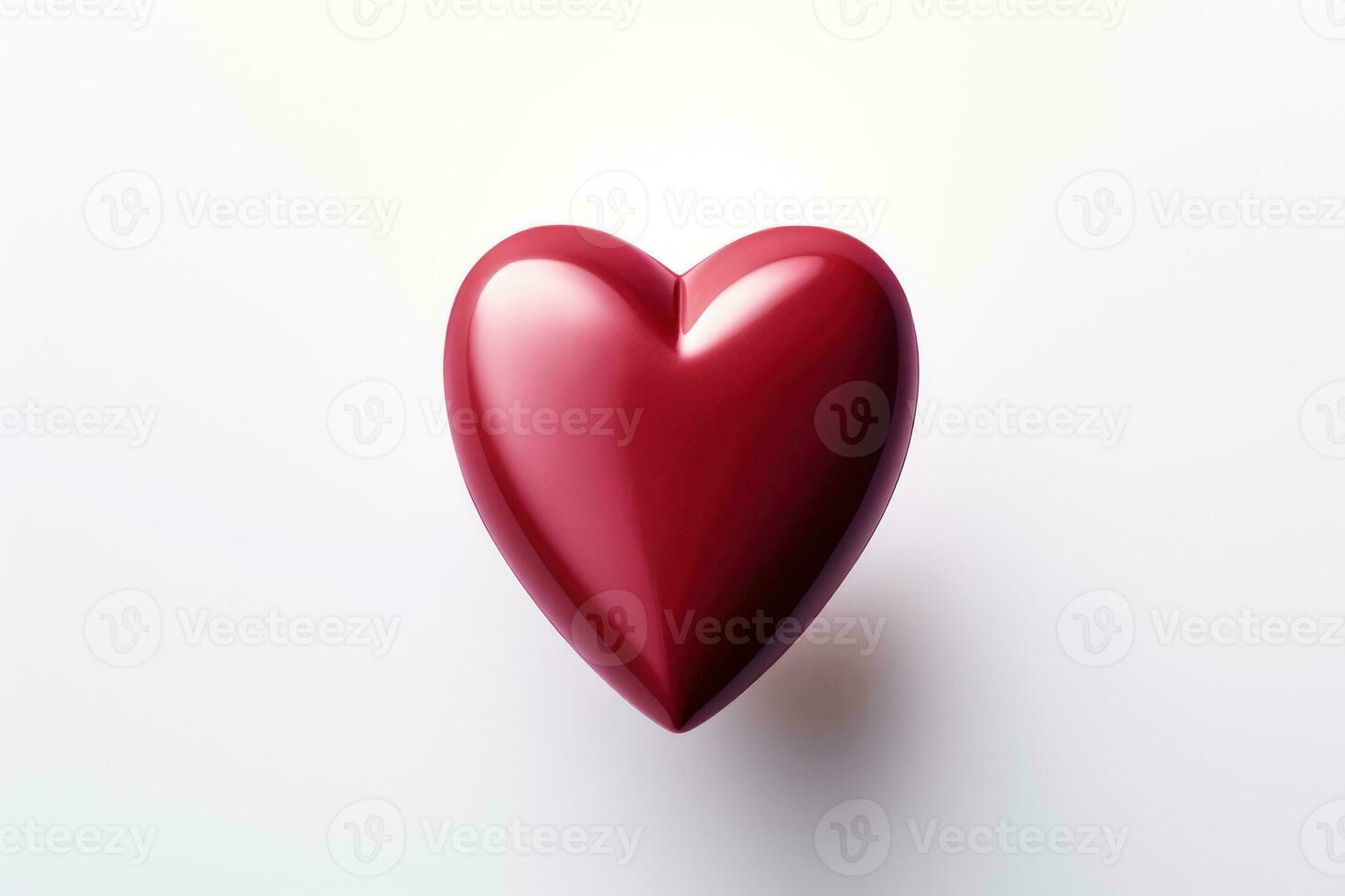 Three-dimensional red heart, close-up, isolated on a white background. Design element. Valentine's Day. Valentine, greeting card, banner, poster. AI generated photo
