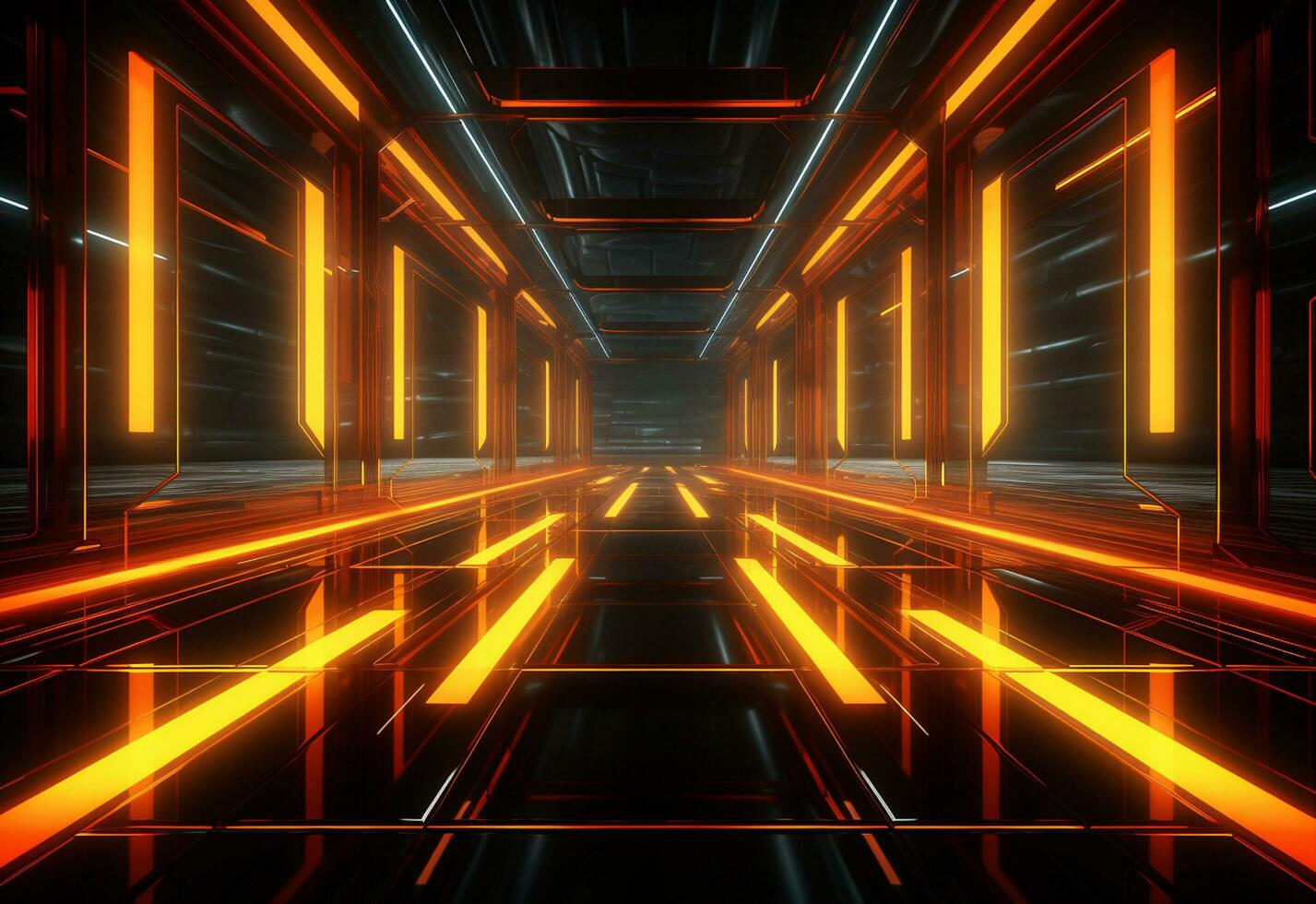Ai Generative Yellow and red Neon illuminated futuristic backdrop realistic image- ultra hd- high design photo