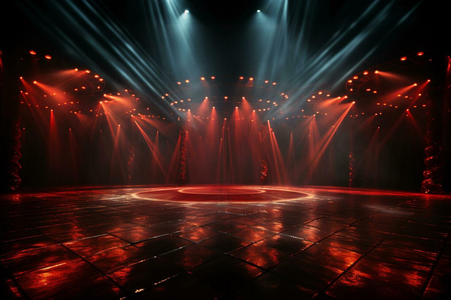 Ai Generaitve Backdrop With Illumination Of Red Spotlights For Flyers realistic image ultra hd high design photo