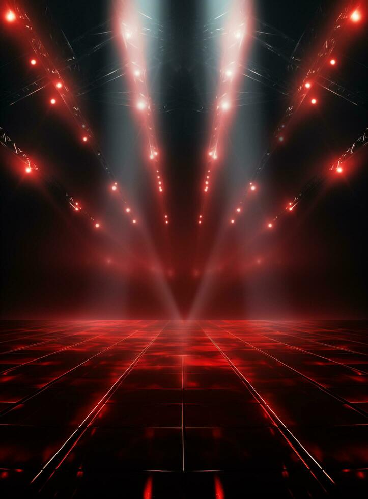 Ai Generative Backdrop Red Spotlights For Flyers, Banner and Backgrounds realistic image ultra hd high design photo