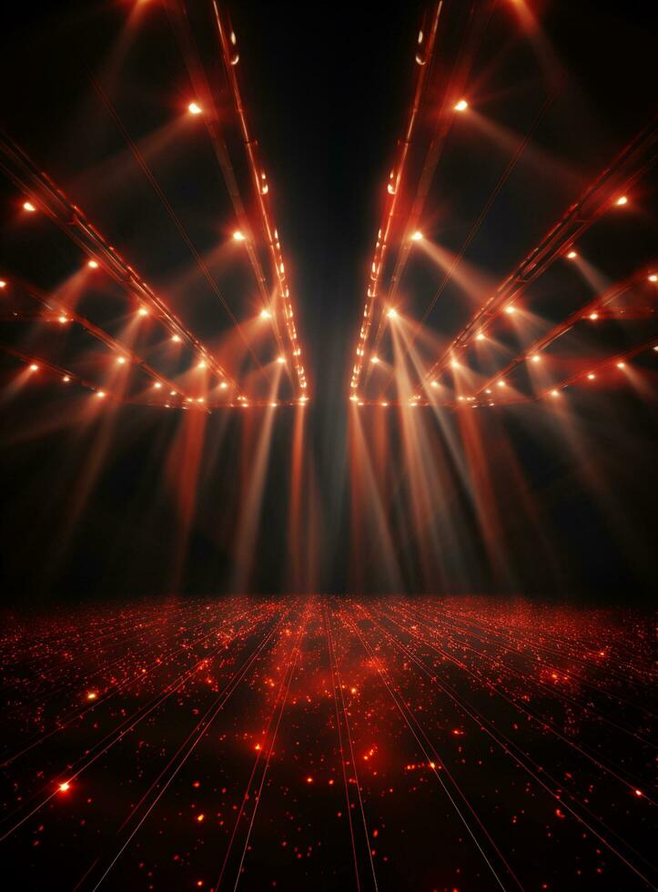 Ai Generative Backdrop Red Spotlights For Flyers, Banner and Backgrounds realistic image ultra hd high design photo