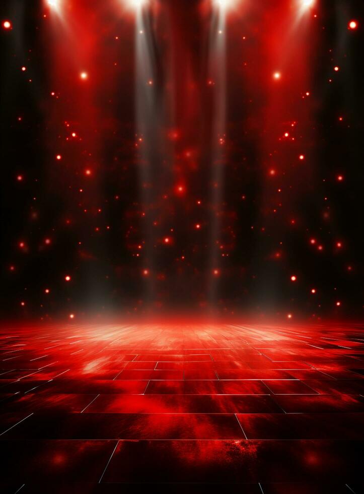 Ai Generative Backdrop Red Spotlights For Flyers, Banner and Backgrounds realistic image ultra hd high design photo