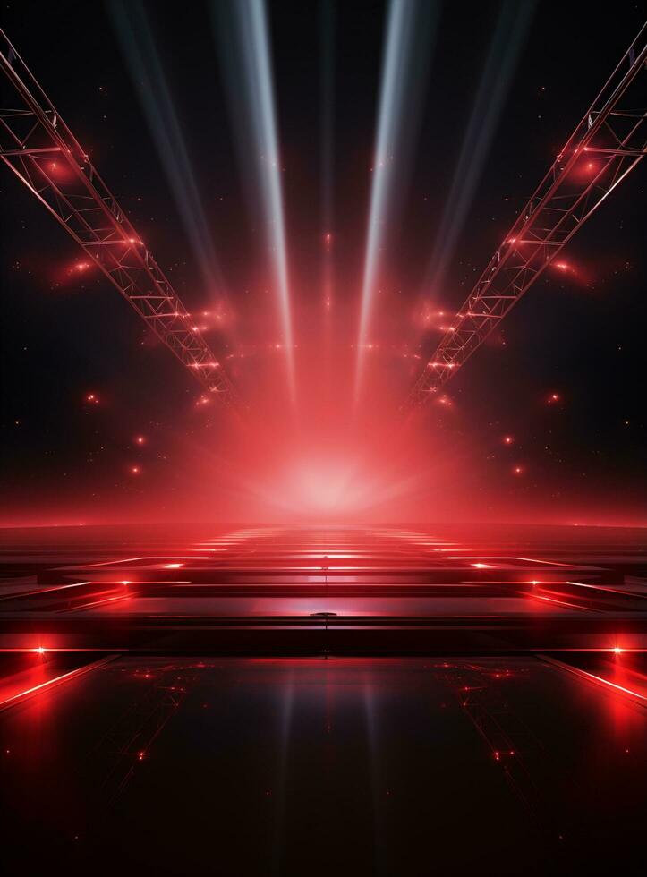 Ai Generative Backdrop Red Spotlights For Flyers, Banner and Backgrounds realistic image ultra hd high design photo