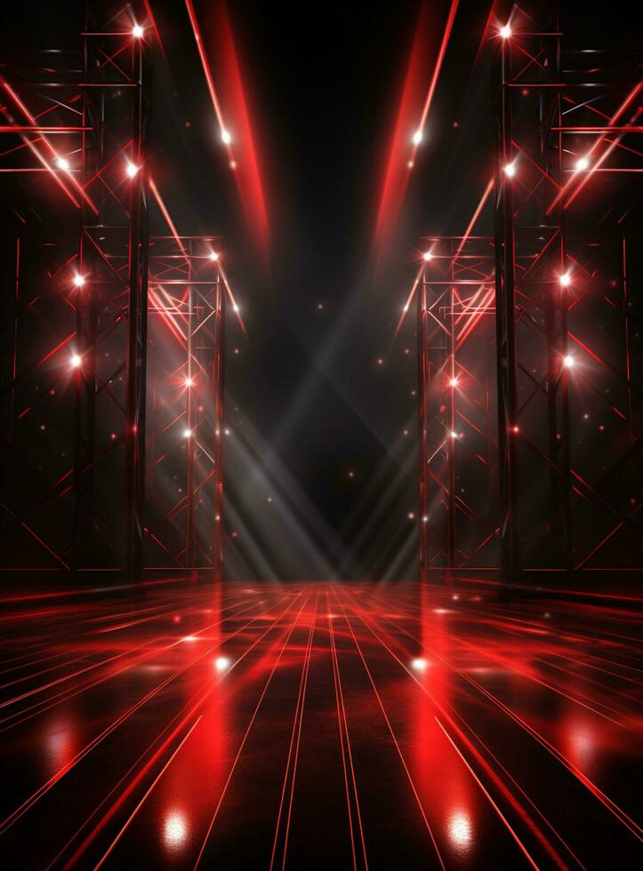 Ai Generative Backdrop Red Spotlights For Flyers, Banner and Backgrounds realistic image ultra hd high design photo
