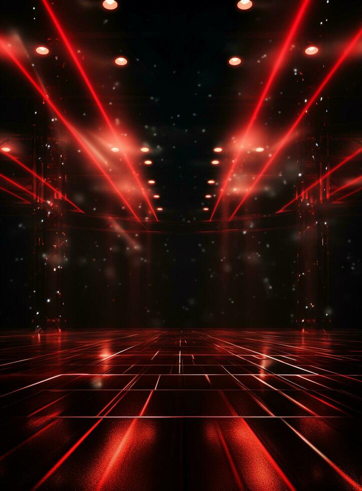 Ai Generative Backdrop Red Spotlights For Flyers, Banner and Backgrounds realistic image ultra hd high design photo