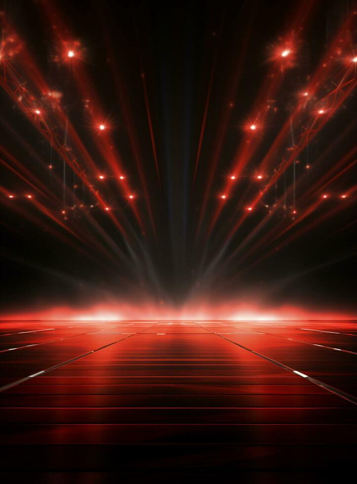 Ai Generative Backdrop Red Spotlights For Flyers, Banner and Backgrounds realistic image ultra hd high design photo