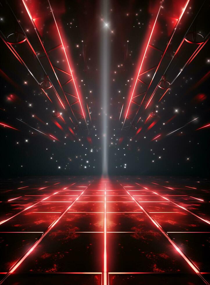 Ai Generative Backdrop Red Spotlights For Flyers, Banner and Backgrounds realistic image ultra hd high design photo