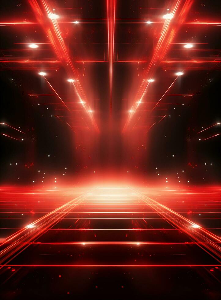 Ai Generative Backdrop Red Spotlights For Flyers, Banner and Backgrounds realistic image ultra hd high design photo