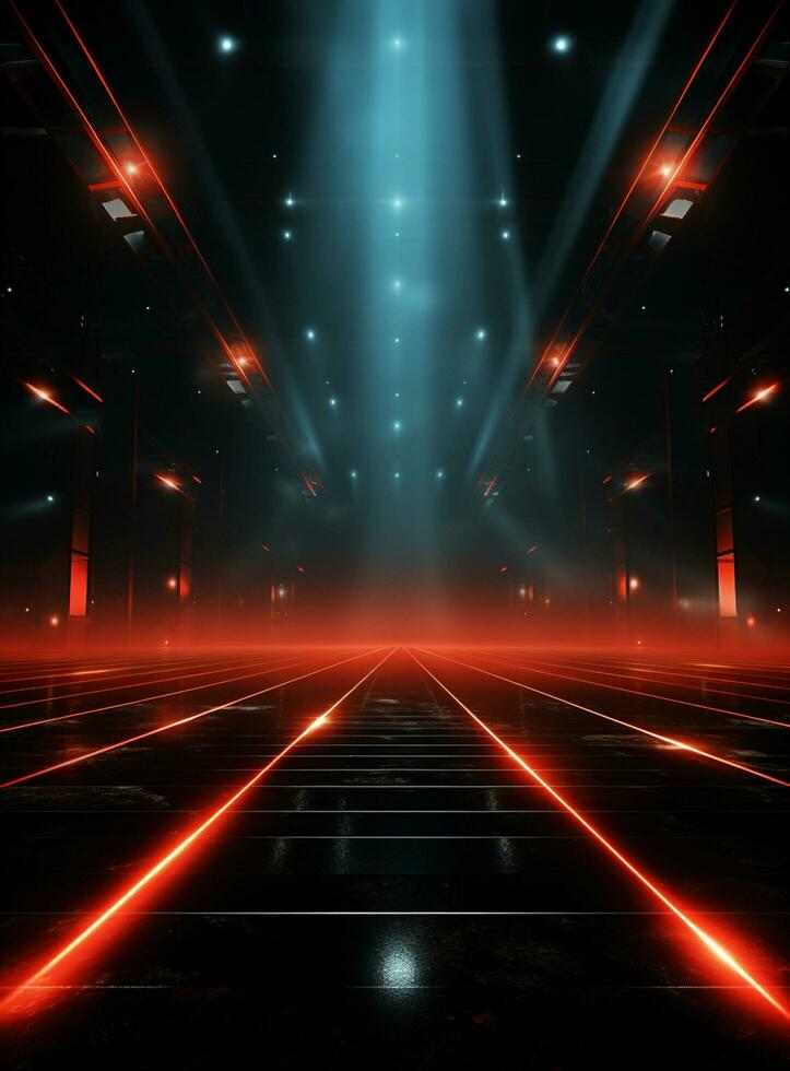 Ai Generative Backdrop Red Spotlights For Flyers, Banner and Backgrounds realistic image ultra hd high design photo