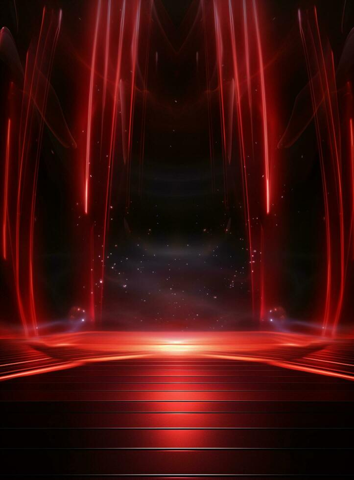 Ai Generative Backdrop Red Spotlights For Flyers, Banner and Backgrounds realistic image ultra hd high design photo