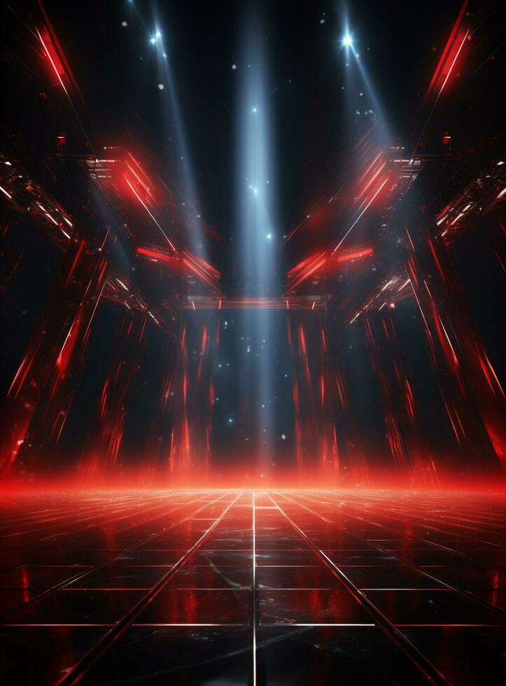 Ai Generative Backdrop Red Spotlights For Flyers, Banner and Backgrounds realistic image ultra hd high design photo