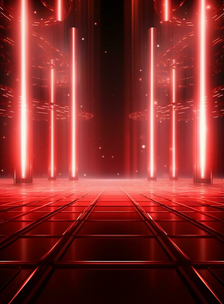 Ai Generative Backdrop Red Spotlights For Flyers, Banner and Backgrounds realistic image ultra hd high design photo