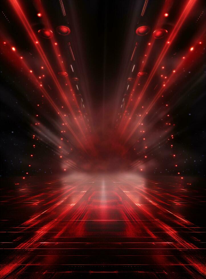 Ai Generative Backdrop Red Spotlights For Flyers, Banner and Backgrounds realistic image ultra hd high design photo