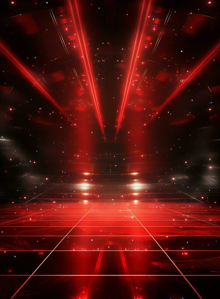 Ai Generative Backdrop Red Spotlights For Flyers, Banner and Backgrounds realistic image ultra hd high design photo