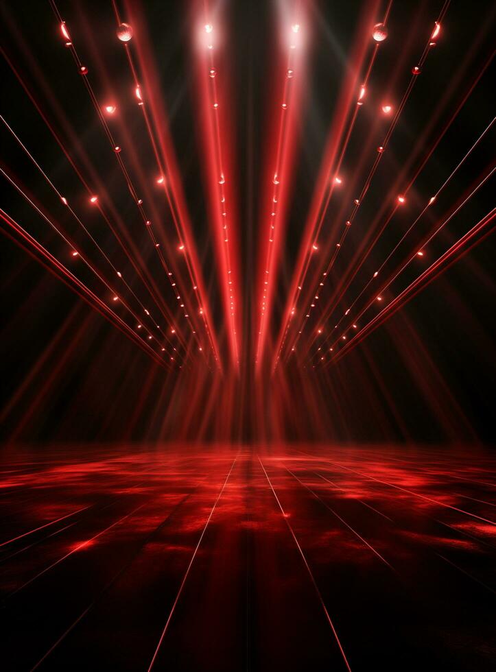 Ai Generative Backdrop Red Spotlights For Flyers, Banner and Backgrounds realistic image ultra hd high design photo