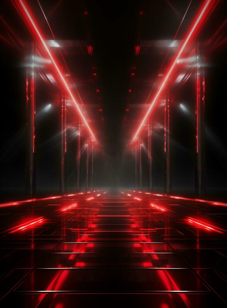 Ai Generative Backdrop Red Spotlights For Flyers, Banner and Backgrounds realistic image ultra hd high design photo